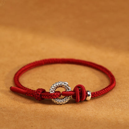 Buddhist Blessing 999 Sterling Silver Year Of The Dragon Peace Buckle Luck Bracelet