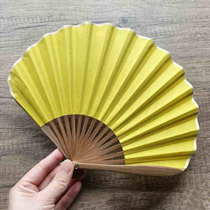 Buddhist Blessing Retro Solid Color Shell Shape Handheld Bamboo Folding Fan