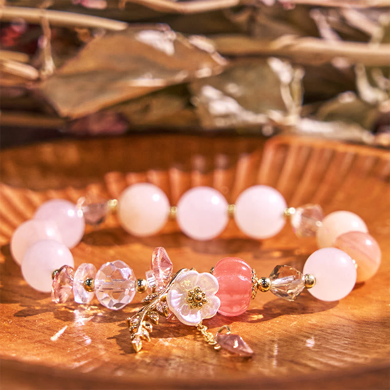 Buddhist Blessing Blue Crystal Amethyst Sun Stone Green Aventurine Healing Bracelet