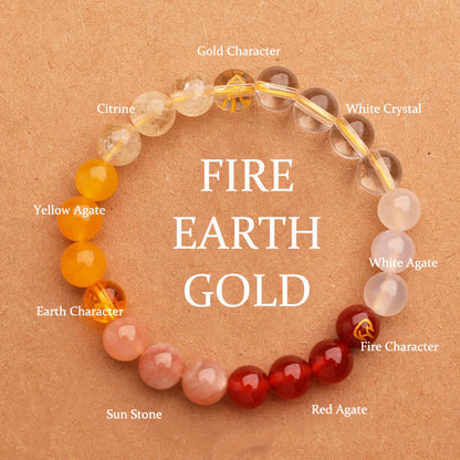 Buddhist Blessing Five Elements Various Agate Crystal Green Strawberry Quartz Sun Stone Wealth Bracelet