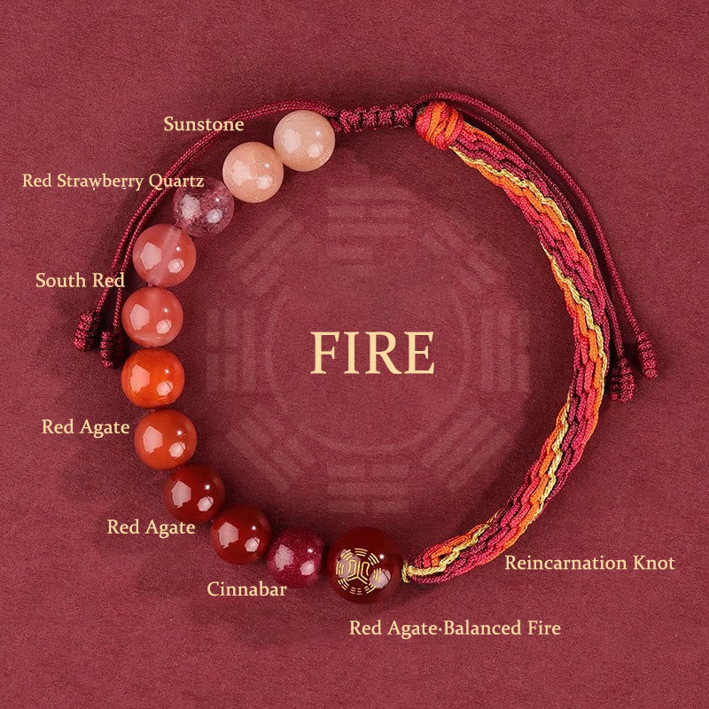 Buddhist Blessing Five Elements Various Crystal Agate Wealth Reincarnation Knot Braid Bracelet