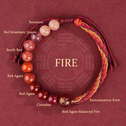 Buddhist Blessing Five Elements Various Crystal Agate Wealth Reincarnation Knot Braid Bracelet