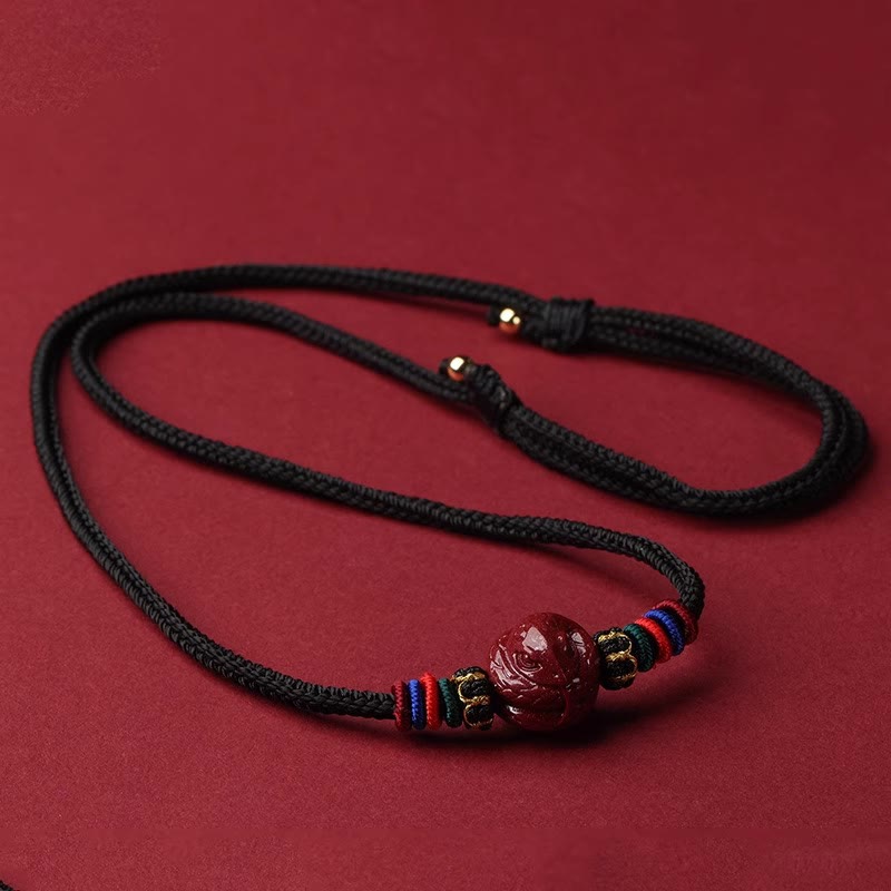 Buddhist Blessing Cinnabar Chinese Zodiac Black String Blessing Necklace Pendants
