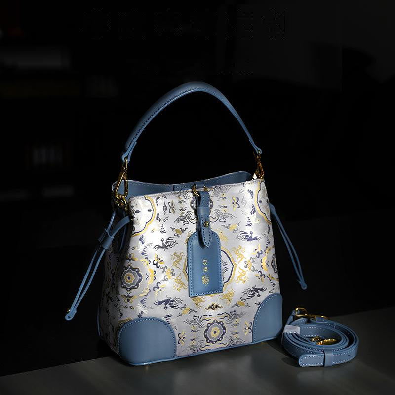 Buddhist Blessing Handmade Crane Deer Engraving Personalized Song Brocade Crossbody Bag Hangbags