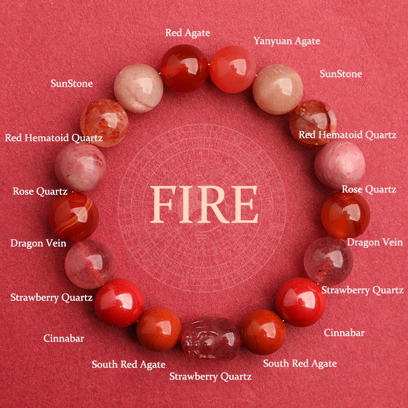 Buddhist Blessing Five Elements Various Agate Crystal Green Strawberry Quartz Moss Agate Green Phantom Luck Bracelet