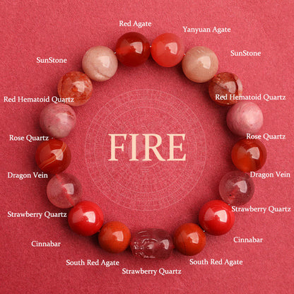 Buddhist Blessing Five Elements Various Agate Crystal Green Strawberry Quartz Moss Agate Green Phantom Luck Bracelet