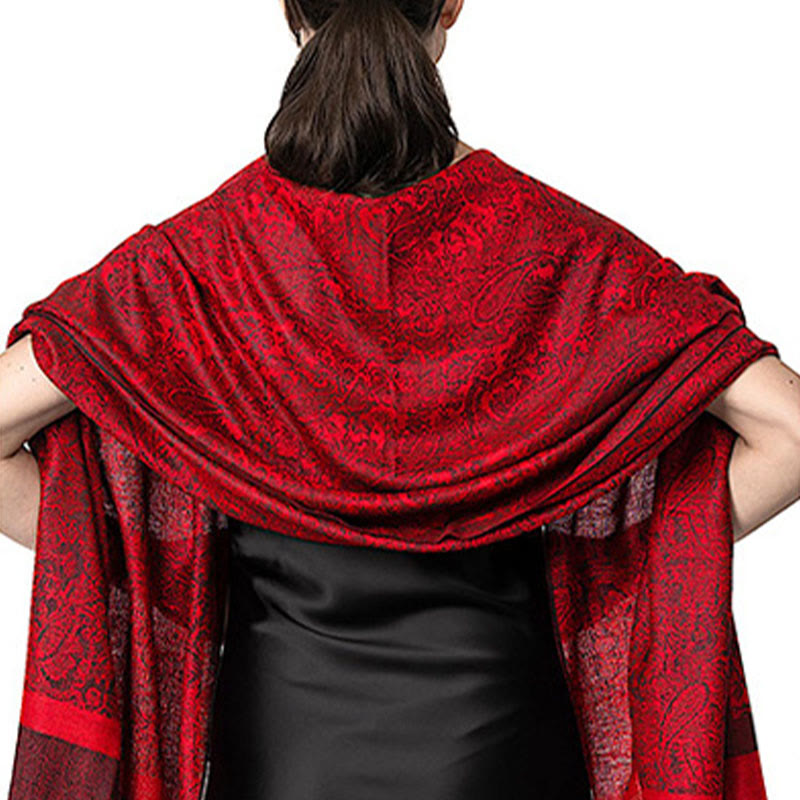Buddhist Blessing Tibetan Cashew Jacquard Tassels Shawl Spring Fall Winter Warm Cozy Scarf Wrap