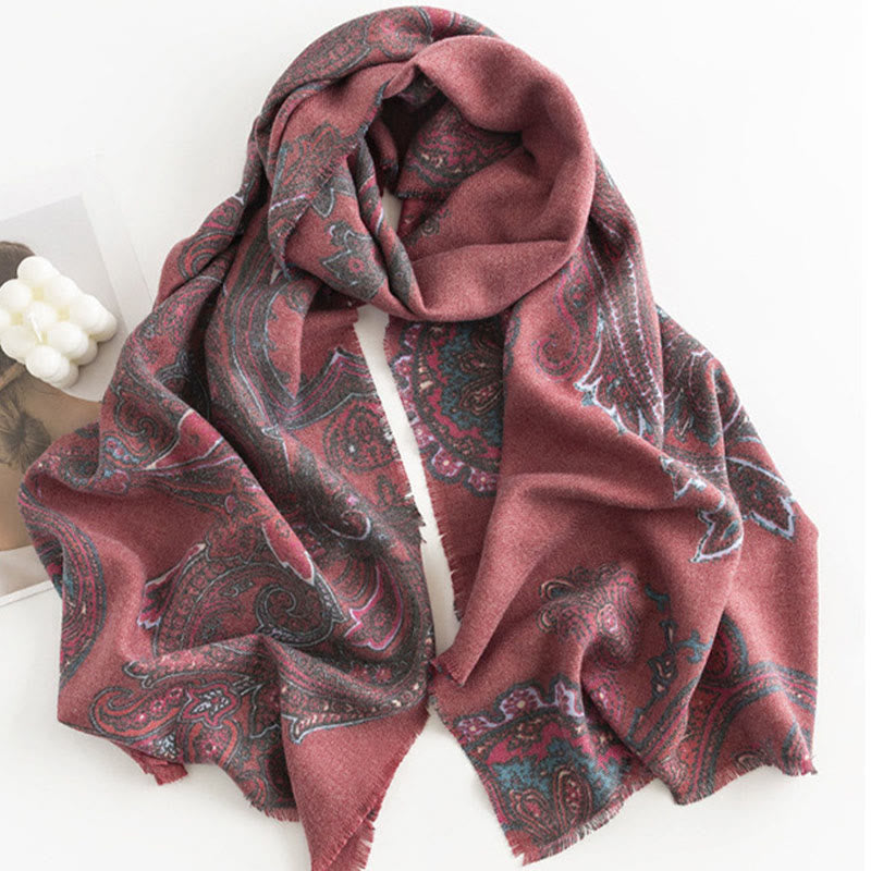 Buddhist Blessing Tibetan Paisley Prints Shawl Fall Winter Soft Warm Scarf Wrap