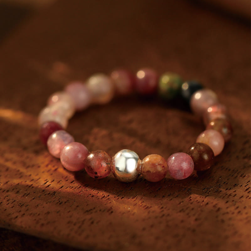 Buddhist Blessing 925 Sterling Silver Crystal Beads White Jade Black Onyx Blessing Elastic Ring