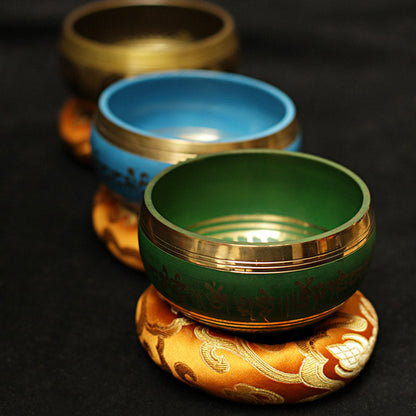Buddha Stones Tibetan Meditation Sound Bowl Handcrafted for Healing and Mindfulness Support Protection Singing Bowl Set
