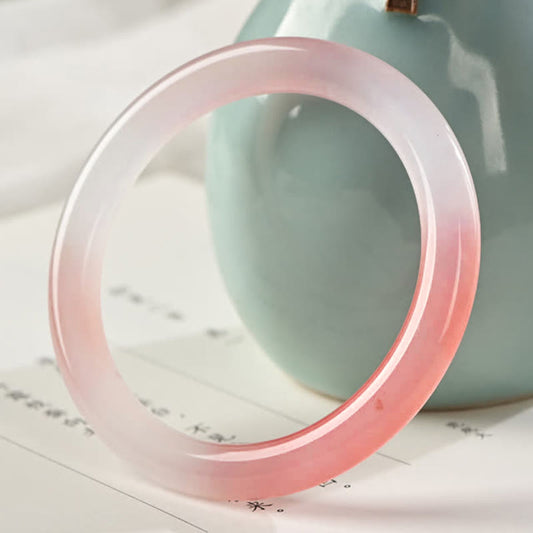 Buddha Stones Pink Golden Silk Jade Wealth Bracelet Bangle