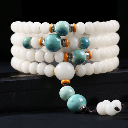 Buddha Stones Bodhi Seed Bead Lotus Blessing Charm Bracelet