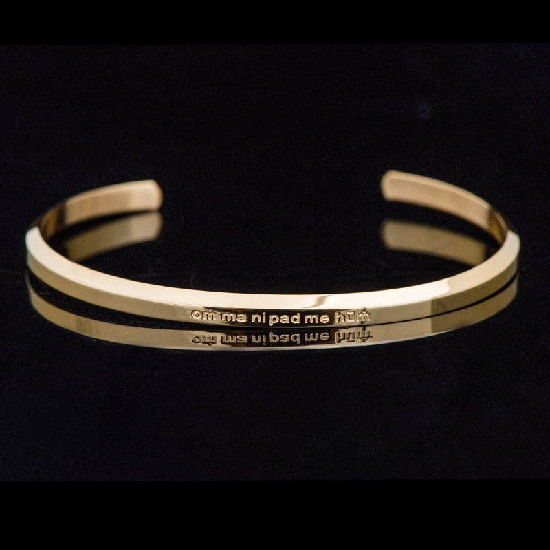 Buddha Stones Six True Words Engraving Titanium Steel Blessing Protection Bracelet