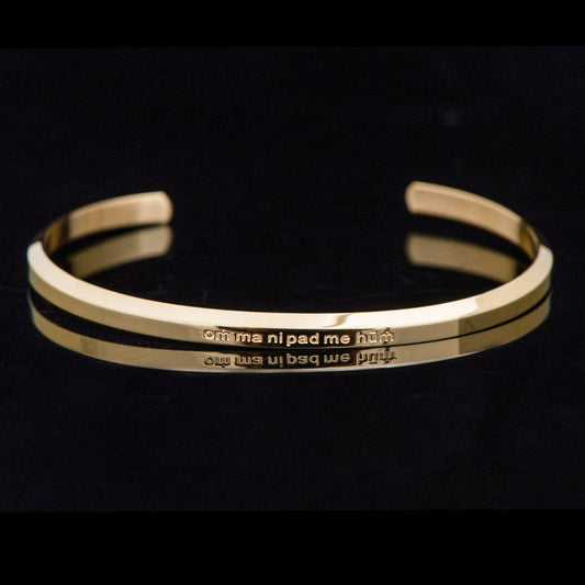 Buddha Stones Six True Words Engraving Titanium Steel Blessing Protection Bracelet