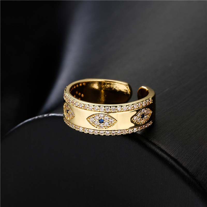 Buddha Stones Evil Eye Luck Blessing Copper Alloy Ring