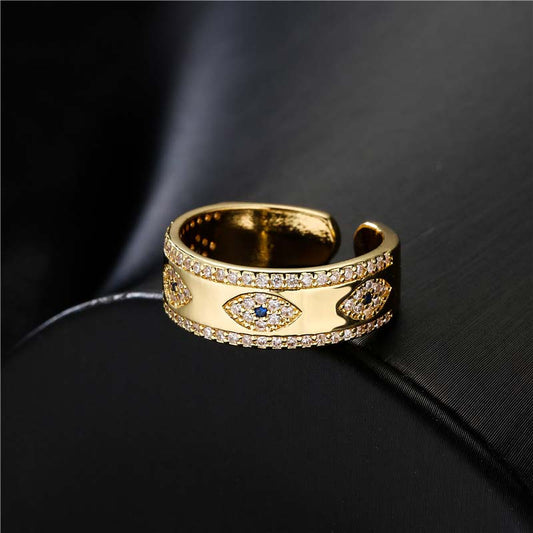 Buddha Stones Evil Eye Luck Blessing Copper Alloy Ring