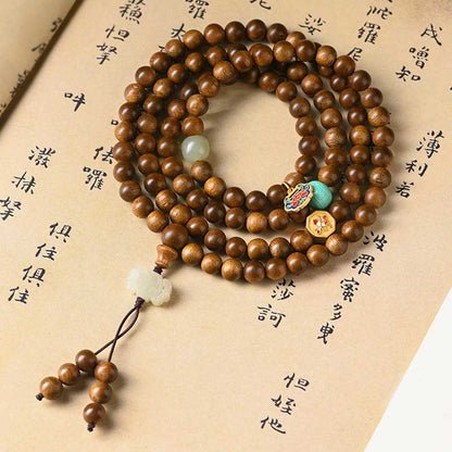 Buddha Stones Tibetan Rosewood Protection Calm Bracelet Mala