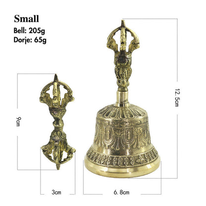 Buddha Stones Tibetan Meditation Bell and Vajra Dorje Copper Balance Handmade Decoration Set