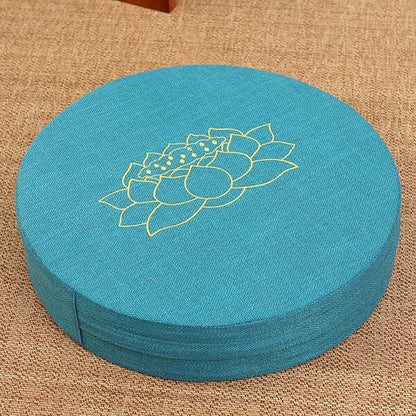 Buddha Stones Lotus Embroidery Cotton Linen Meditation Seat Cushion