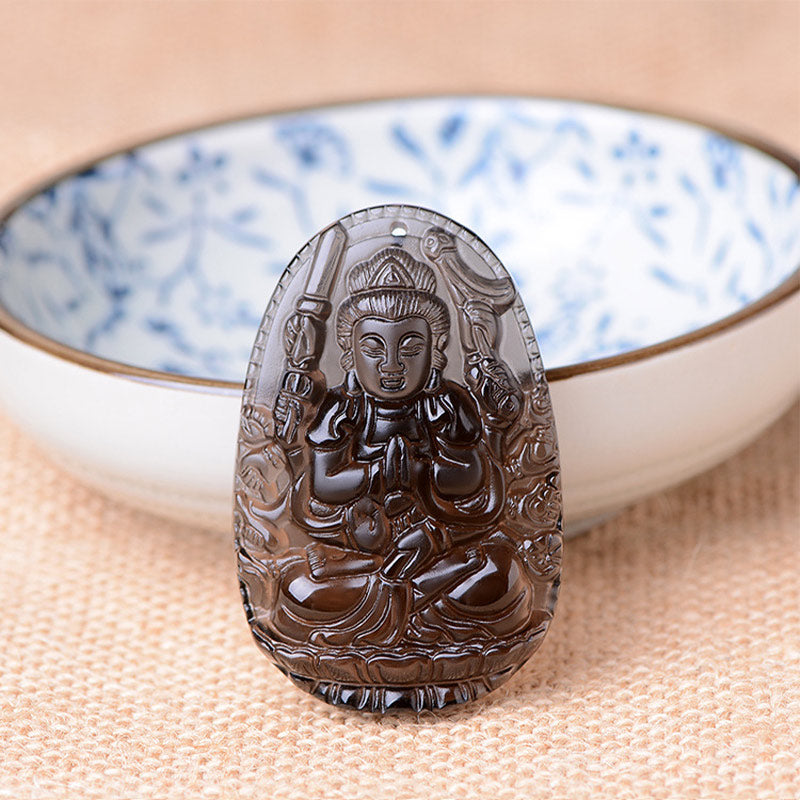 Buddha Stones Chinese Zodiac Obsidian Protection Necklace