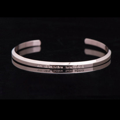 Buddha Stones Six True Words Engraving Titanium Steel Blessing Protection Bracelet