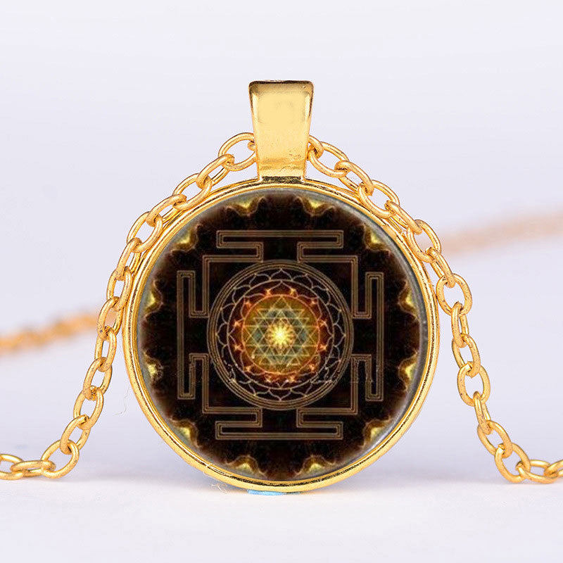Buddha Stones Sacred Sri Yantra Time Gemstone Necklace