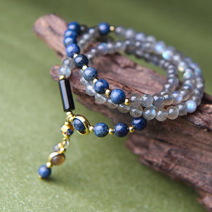 Buddha Stones Moonstone Lazurite Calm Healing Positive Bracelet