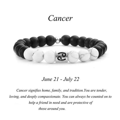 Buddha Stones 12 Constellations of the Zodiac Natural Frosted Stone White Turquoise Bead Fortune Bracelet