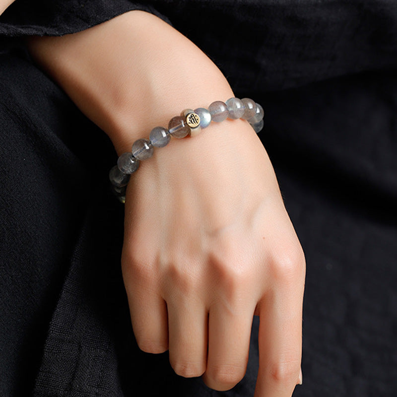 Buddha Stones 12 Chinese Zodiac Moonstone Calm Love Bracelet