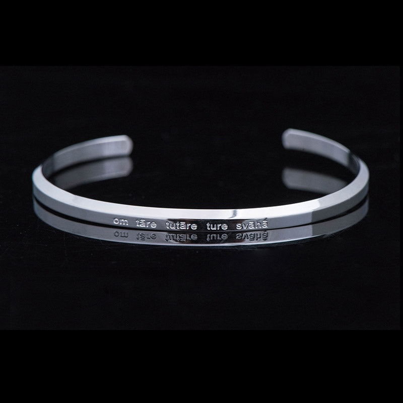Buddha Stones Six True Words Engraving Titanium Steel Blessing Protection Bracelet
