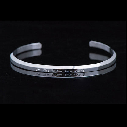 Buddha Stones Six True Words Engraving Titanium Steel Blessing Protection Bracelet
