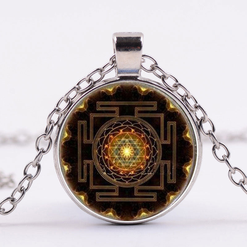 Buddha Stones Sacred Sri Yantra Time Gemstone Necklace