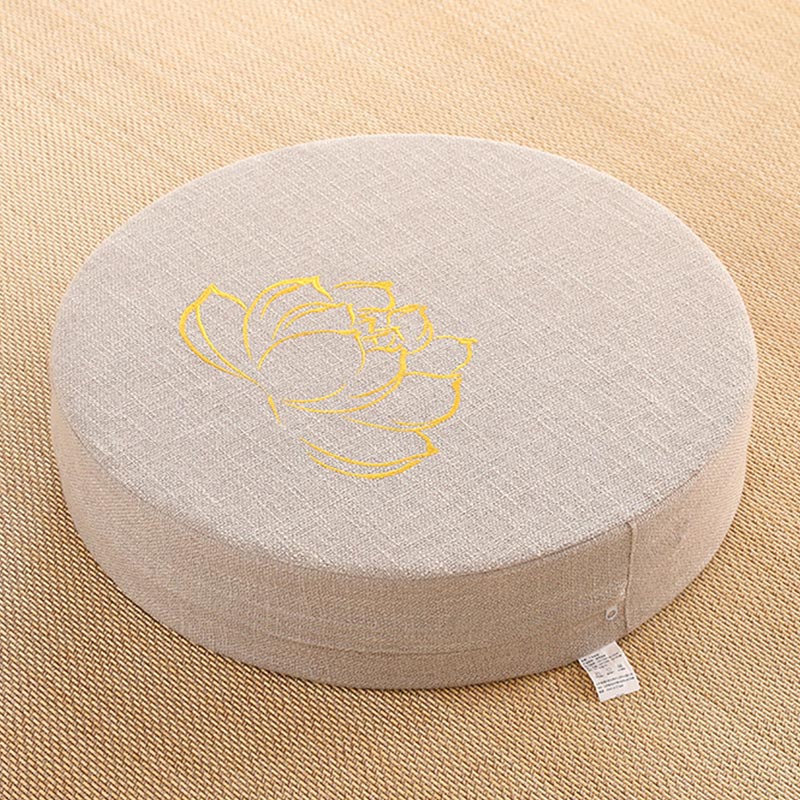 Buddha Stones Lotus Embroidery Cotton Linen Meditation Seat Cushion