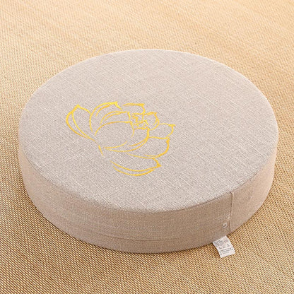 Buddha Stones Lotus Embroidery Cotton Linen Meditation Seat Cushion
