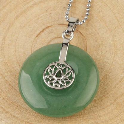 Buddha Stones Various Crystal Amethyst Pink Crystal Lotus Healing Necklace Pendant