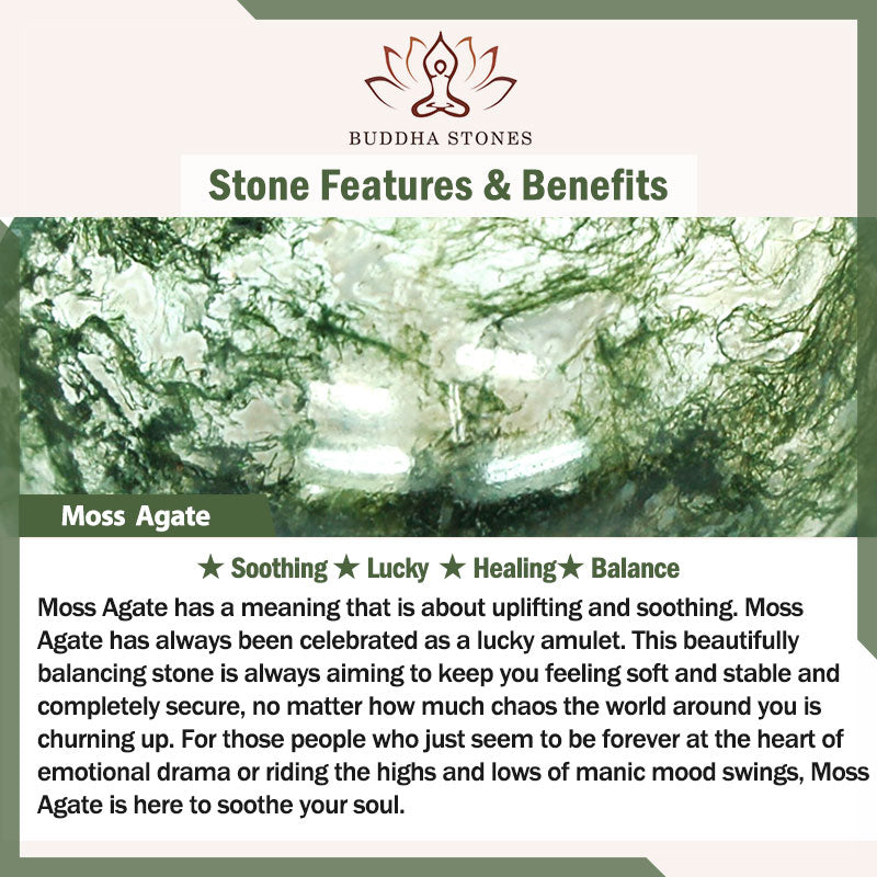Buddha Stones Moss Agate Healing Balance Ring
