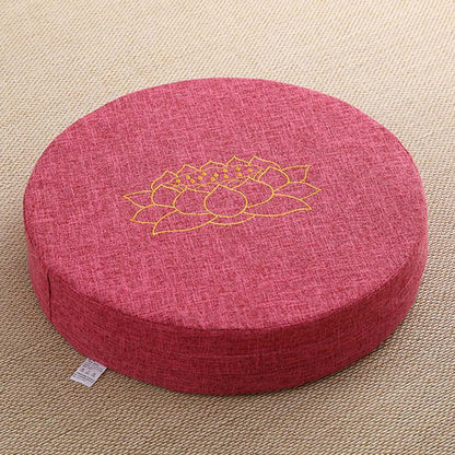 Buddha Stones Lotus Embroidery Cotton Linen Meditation Seat Cushion