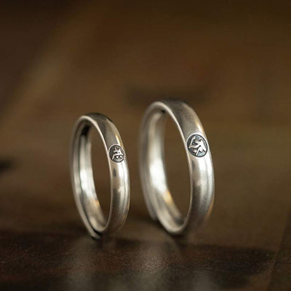 Buddha Stones 925 Sterling Silver Chinese Zodiac Natal Buddha Blessing Couple Ring