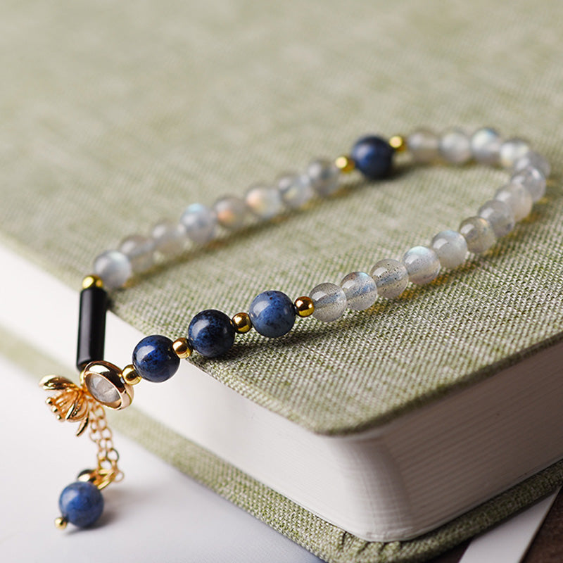 Buddha Stones Moonstone Lazurite Calm Healing Positive Bracelet