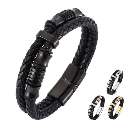 Buddha Stones Layered Leather Weave Fortune Bracelet