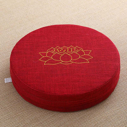 Buddha Stones Lotus Embroidery Cotton Linen Meditation Seat Cushion