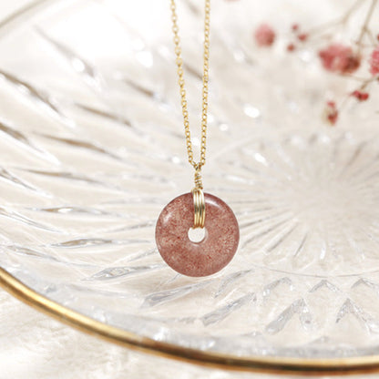 Buddha Stones 925 Sterling Silver Strawberry Quartz Healing Positive Necklace