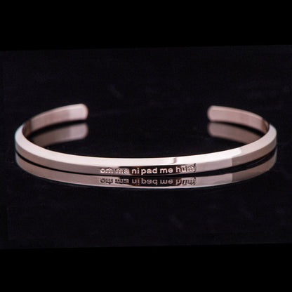 Buddha Stones Six True Words Engraving Titanium Steel Blessing Protection Bracelet